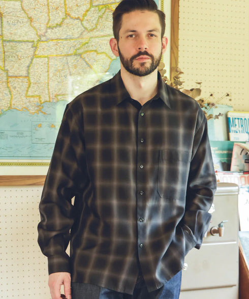 MR.OLIVE / TENCEL CHECK / SQUARE REGULAR COLLAR SHIRT / ミスターオリーブ テンセルチェック スクエアレギュラーカラーシャツ